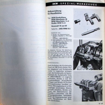 DKW Special-Tools 77 Partlist 1956 in original folder (6848)